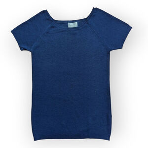 Moda Intl Blue Short Sleeve Sweater Size Medium